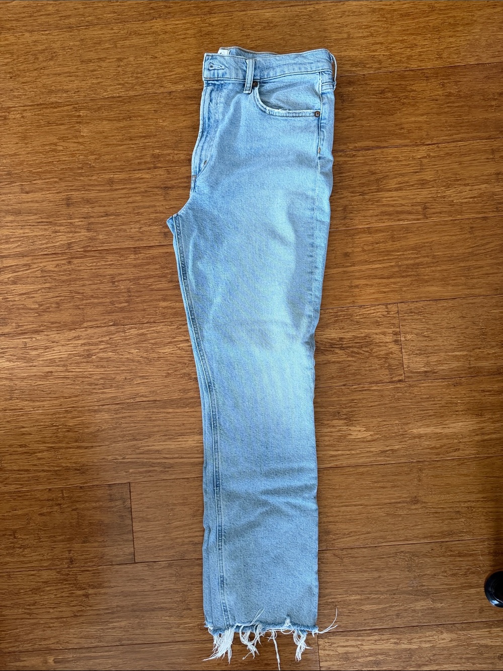 Agolde Light Blue Denim Jeans with Contrast Stitching